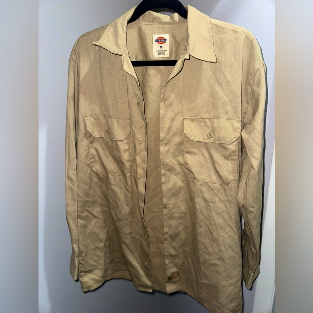 Dickies Men's Tan Long-Sleeve Work Shirt